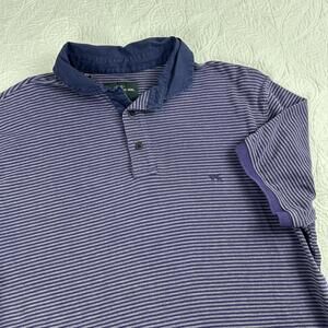 RODD & GUNN Short Sleeve Striped Polo Shirt Mens Large Sports Fit Blue Purple